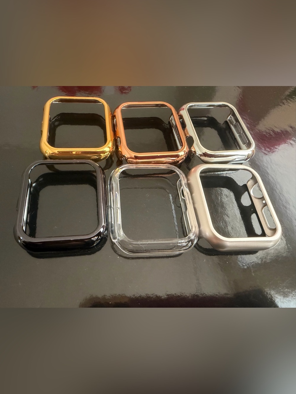 Protective Clear and Metallic Apple Watch Case Covers - Multiple Colors 44mm